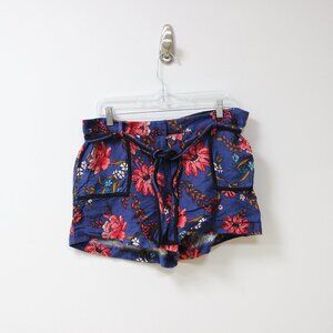 Loft- Shorts Blue, Pink Floral Pattern- Size: 10